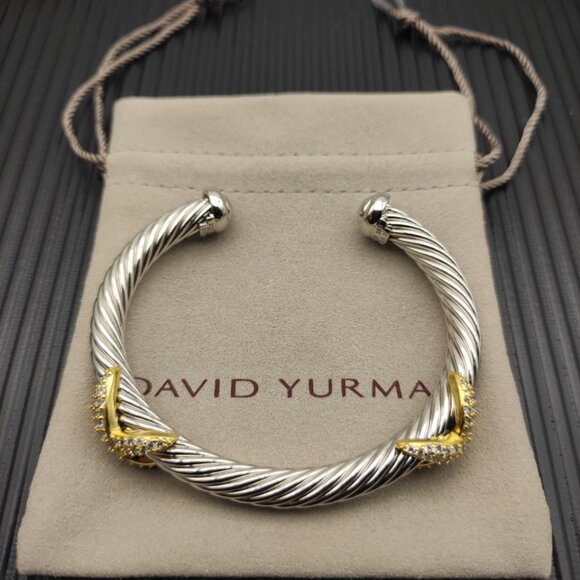 David Yurman Color Separation 7mm Diamond Double X Bracelet